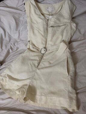 NWT Anthropology Romper Stylish Cream Sleeveless #1